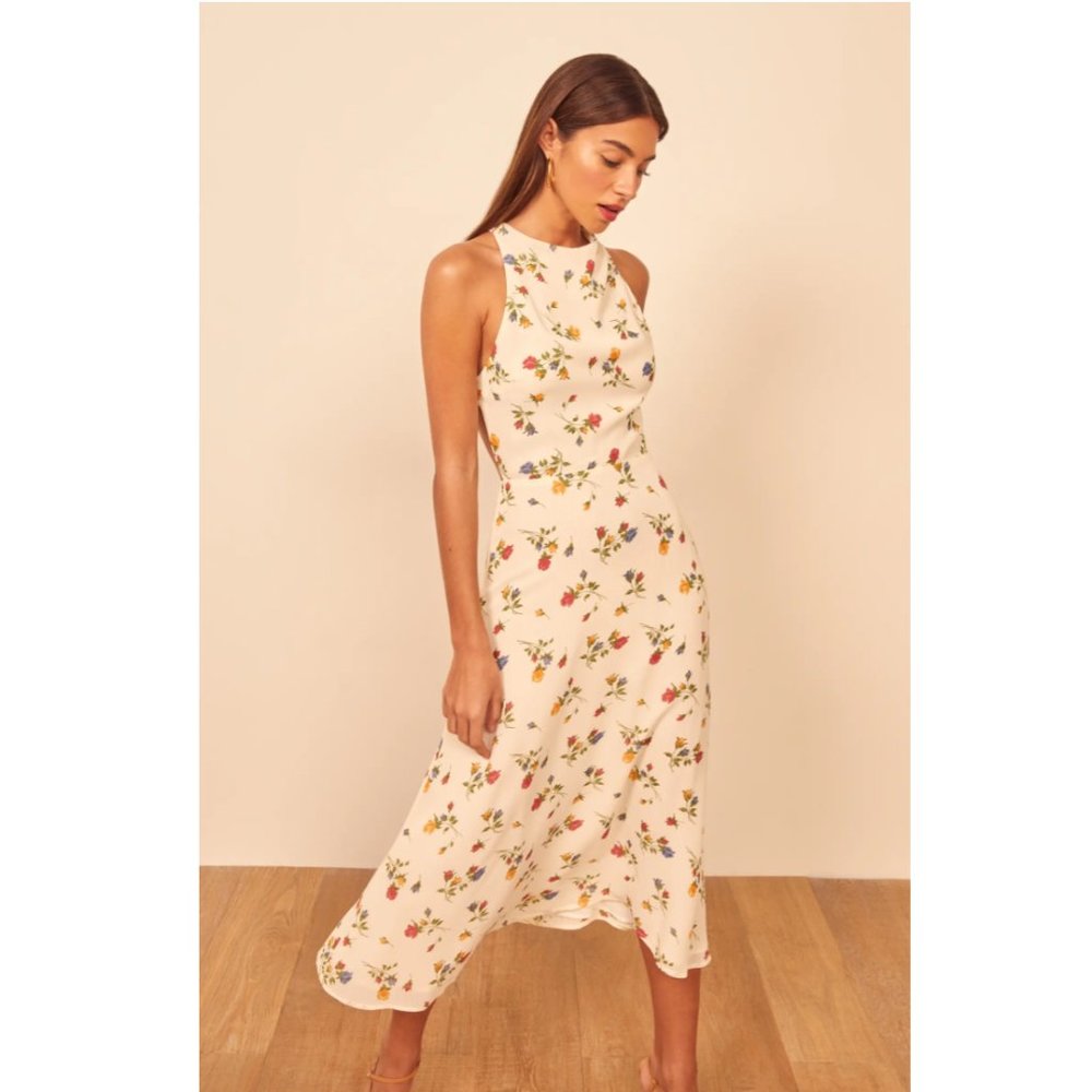 REFORMATION Harleen Floral Print Midi Dress